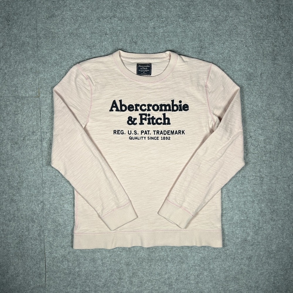 Vintage Abercrombie & Fitch Long Sleeve T-Shirt Womens Medium Pale Pink Y2K